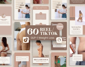 GLP-1 Social Media Templates: GLP 1 Weight Loss Instagram Reels & TikTok (Editable Content)