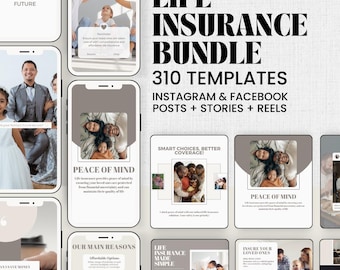 Life Insurance Social Media Kit: Editable Templates for Instagram & Facebook (Canva, Digital Download
