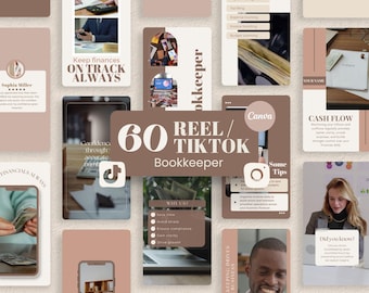 Bookkeeping Instagram Reels & TikTok Templates, Social Media Templates for a Bookkeeper (Editable in Canva)