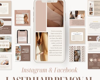 Laser Hair Removal Instagram, Hair Removal Posts, Beauty Instagram Template, Laser Technician Canva Templates, Laser Hair Removal Content