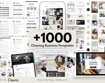 Cleaning Business Social Media Bundle: Instagram, Facebook Templates, Checklist, Forms, Flyers (Branding Starter kit for Cleaning Services)