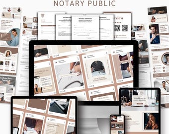 Notary Public Marketing Bundle: All in One with Social Media Templates, Flyers, Ads, Website