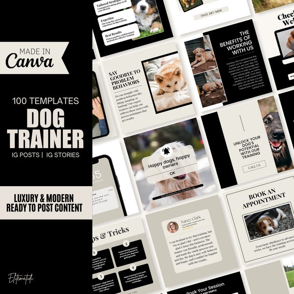 Editable Dog Training Business Template, Dog Training Instagram Post Template, Social Media Posts for Dog Trainer, Ready to Post Content
