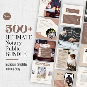 Notary Marketing, Editable Notary Social Media Templates, Instagram Posts For Notary Public, Notary Signing Agent, Notary Business Canva