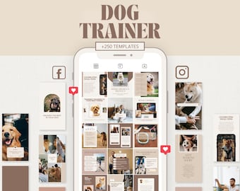 Dog Training Instagram & Facebook Templates: Social Media Posts and Stories for Dog Trainer (Editable)