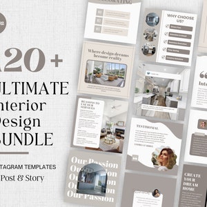 Interior Design Instagram Post Template, Social Media Marketing Template for Interior Designer, Editable Home Decor Marketing Template