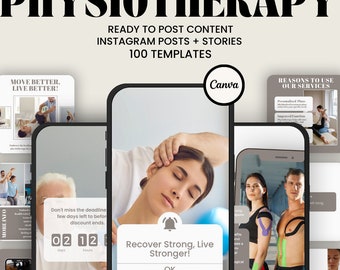 Modelos de fisioterapia para Instagram e Facebook: conteúdo de marketing para mídias sociais (postagens e histórias editáveis para fisioterapeutas)