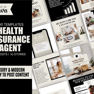 Health Insurance Instagram, Health Insurance Agent Marketing, Health Insurance Instagram Template, Insurance Broker Editale Template