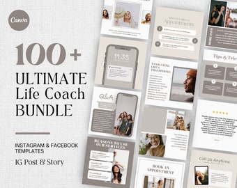 Life Coach Instagram Post Template,  Editable Social Media Posts for Wellness Coach, Life Coaching Marketing, Ready To Post