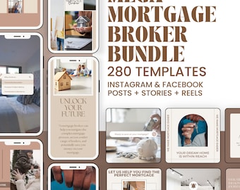 Mortgage Broker Instagram & Facebook Templates: Social Media Marketing Bundle (Editable Posts, Stories and Reels)
