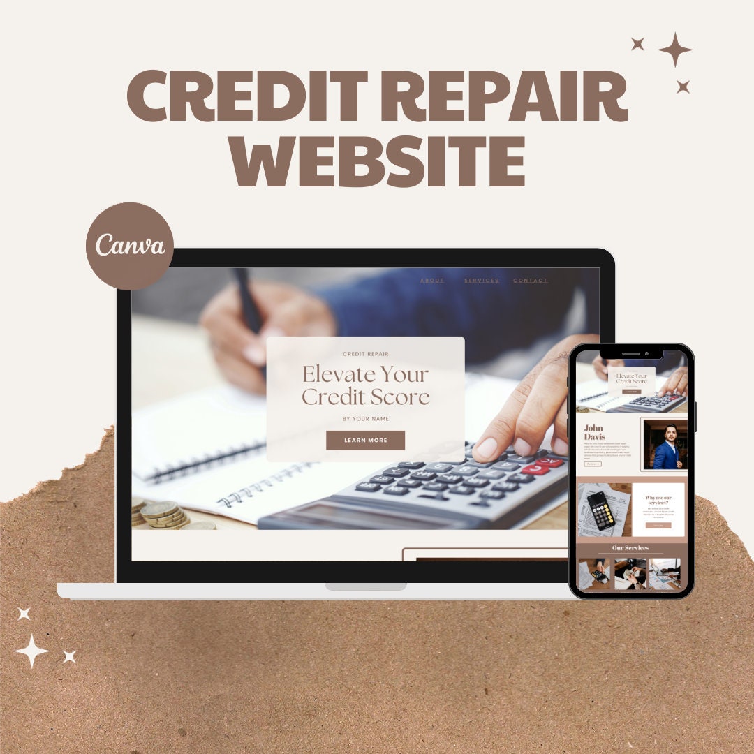 Credit Repair Website Template: Canva Landing Page Design - Etsy