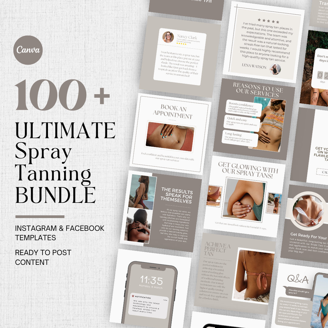 Spray Tan Posts Spray Tan Instagram Post Template, Social Media Marketing Template for ...