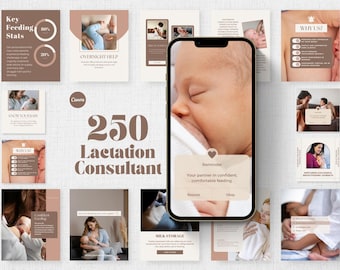 Lactation Consultant Social Media Templates: Editable Instagram & Facebook Content for Breastfeeding Mentor (Posts, Stories)