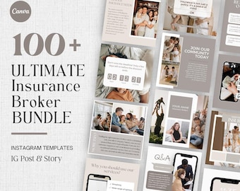 Insurance Broker Instagram & Facebook Templates: Insurance Agent Social Media Marketing Content (Editable in Canva)