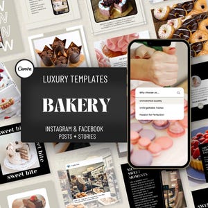 Bakery Social Media, Editable Instagram Templates for Bakery Business, Cake Shop Marketing, Coffee Shop Facebook Posts
