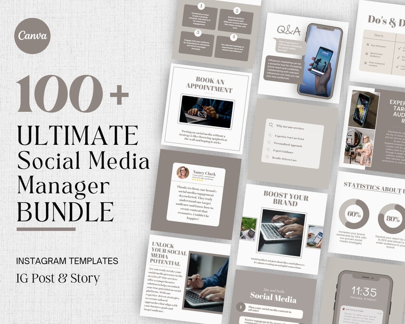 Social Media Manager Instagram Template, Editable Social Media