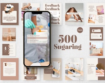 Szablony na Instagram i Facebooka dotyczące wosku cukrowego, posty i historie do mediów społecznościowych (edytowalna treść marketingowa w Canva)