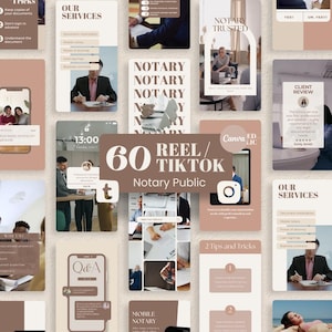 Notary Marketing, Editable Notary Public Reels Templates, Social Media Videos for Notary Signing Agent, Instagram Facebook and TikTok