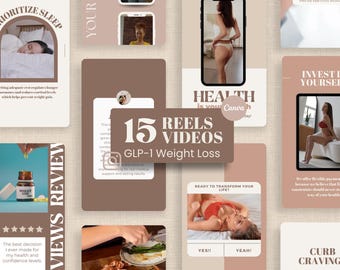 GLP-1 Instagram Reels: Social Media Templates about GLP 1 Weight Loss (Editable Marketing Content)