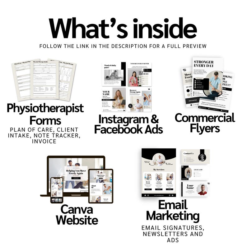 Physiotherapy Bundle: Social Media Templates, Flyers, Business Cards, Website, Reels (Editable Bundle for a Physiotherapist) image 4