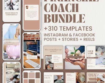 Financial Coach Social Media Bundle: Editable Templates for Instagram, Facebook and TikTok for Finance Coach (Posts, Stories & Reels)