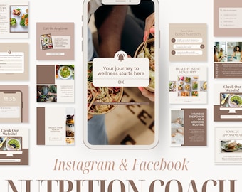 Ernährungscoach Instagram Post Vorlage, bearbeitbare Social Media Posts für Gesundheits- und Wellnesscoach, Ernährungswissenschaftler Marketing, bereit zum Posten