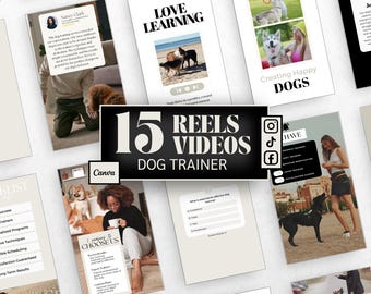 Nagrania z treserami psów: Szablony filmów na Instagramie i TikToku o szkoleniu psów (treść w Canva)