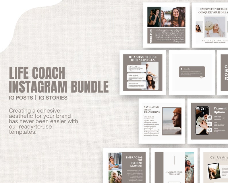 Life Coach Instagram Post Template, Editable Social Media Posts for ...