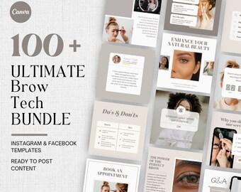Szablon posta na Instagramie Brow Tech, Marketing w mediach społecznościowych dla artysty brwi, Edytowalny szablon marketingowy Microblading, Historie technika brwi