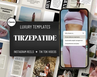 Vídeos de Instagram y TikTok de Tirzepatide: Plantillas de Canva para bajar de peso