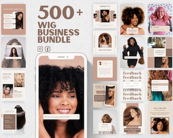 Hair Business Social Media Templates, Canva Editable Posts, Wig Styling Branding Content (Digital Download)