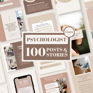 Psychologist Instagram Template, Social Media Posts For Therapists, Mental Health Marketing Content, Psychology Facebook Branding
