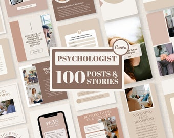 Szablon na Instagramie Psychologa, Posty w mediach społecznościowych dla terapeutów, Treści marketingowe dotyczące zdrowia psychicznego, Branding na Facebooku Psychologii