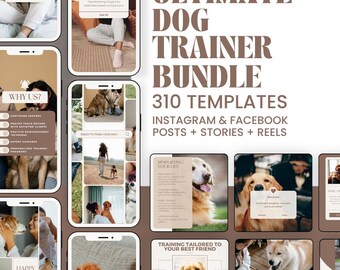 Dog Training Social Media Templates: Editable Facebook and Instagram Posts, Stories & Reels (Canva Templates)