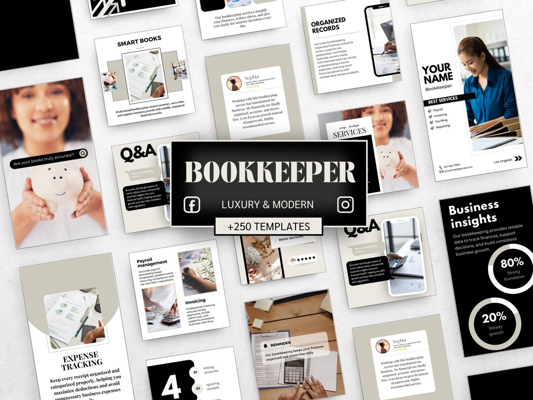 Bookkeeping Instagram & Facebook Templates, Posts and Stories for ...