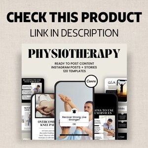 Puede incluir: Un conjunto de 120 plantillas de publicaciones e historias de Instagram para fisioterapia para Canva. Las plantillas presentan im&aacute;genes de un fisioterapeuta trabajando con pacientes y texto sobre c&oacute;mo superar el dolor de rodilla, recuperar la fuerza y las razones para utilizar los servicios de fisioterapia.