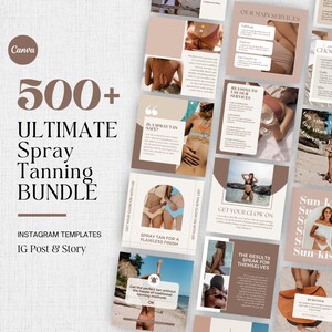 Spray Tan Marketing, Spray Tanning Editable Instagram Templates, Tanning Salon Facebook Posts, Sunless Tanning Social Media Canva Templates