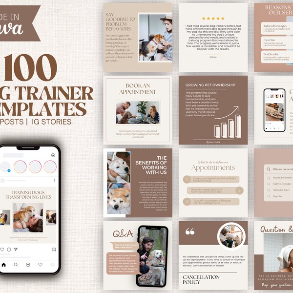 Dog Training Instagram Post Template, Social Media Posts for Dog Trainer, Dog Training Business Agency Template, Ready to Post Content