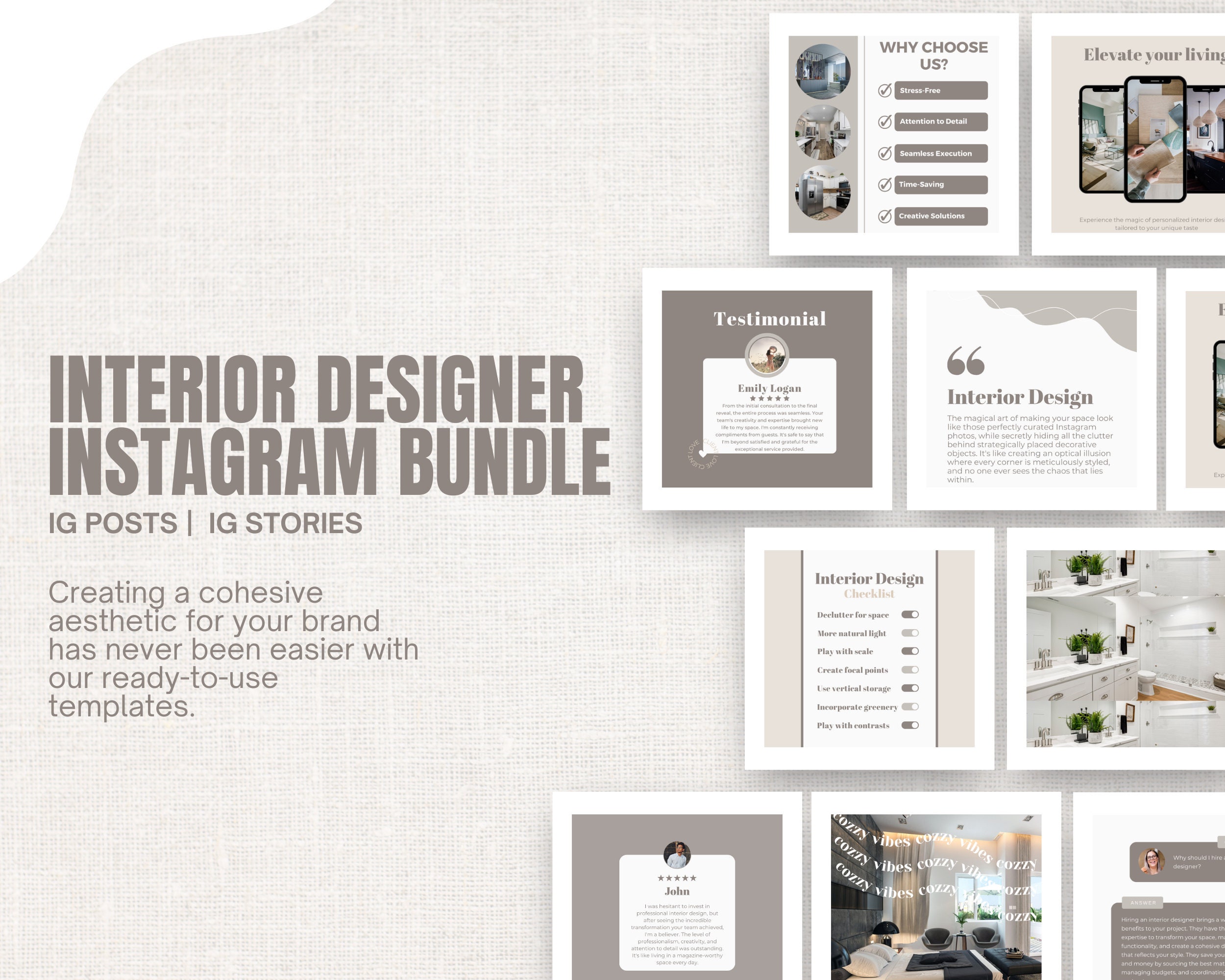 Interior Design Instagram Post Template Social Media - Etsy