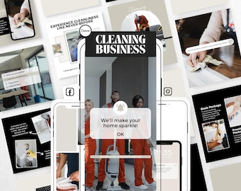 Editable Cleaning Business Instagram, Canva Social Media Posts Templates for Professional Cleaner, Cleaning Service Marketing, Ready to Post