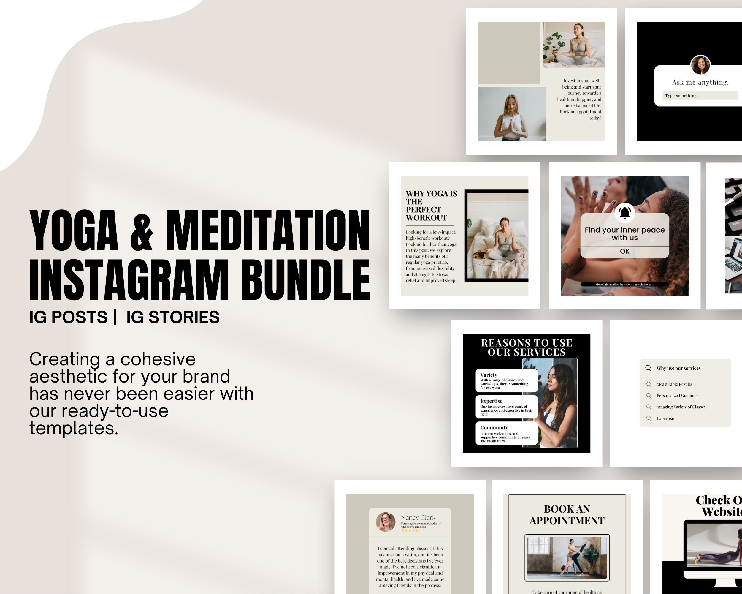 Yoga Instagram Post Template, Social Media Marketing Template for Yoga ...