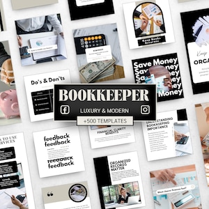 Mallar, inlägg och berättelser för företagsbokföring på Instagram och Facebook för sociala medier (redigerbart innehåll i Canva)