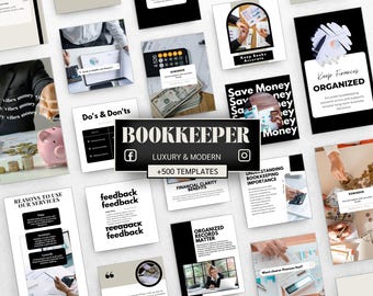 Szablony na Instagram i Facebooka dla firm zajmujących się księgowością, posty i historie do mediów społecznościowych dla księgowych (treści edytowalne w Canva)