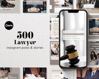 Law Firm Instagram & Facebook Templates: Attorney Social Media Marketing Content (Editable in Canva)