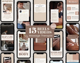 Massage Therapy Instagram Reels, Editable Social Media Video Templates For Massage Therapists, Canva Templates For Spa Salon Marketing
