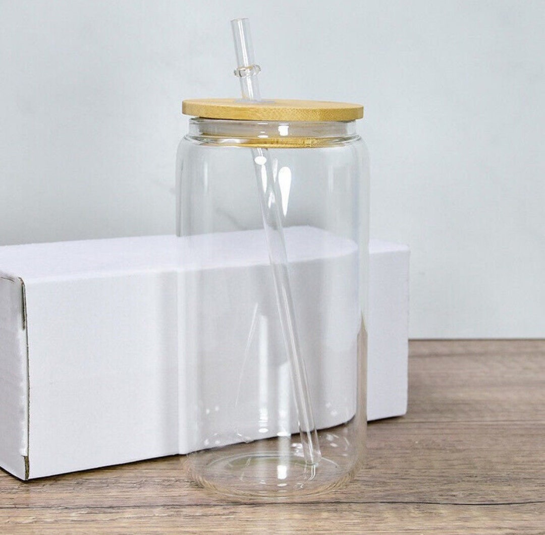 Wholesale Bulk 16oz Glass Blank Libby Tumbler With Bamboo Lid Blank