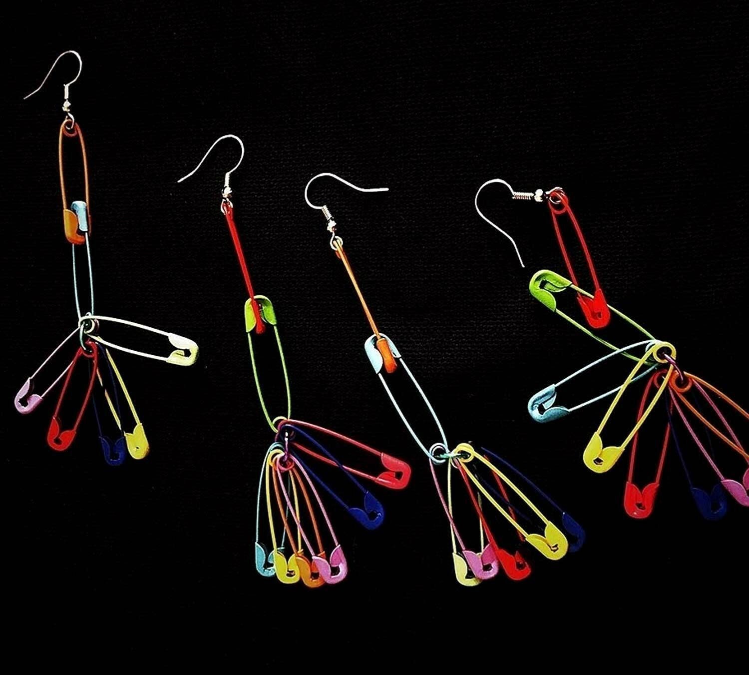 100x multicolour safety pins craft sewing nickel metal plated Etsy