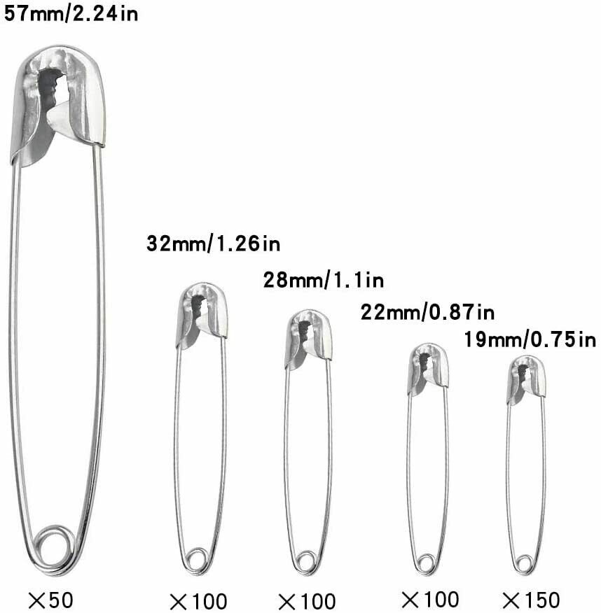 50x Silver Safety Pins Different Size Needles Sewing Craft Etsy