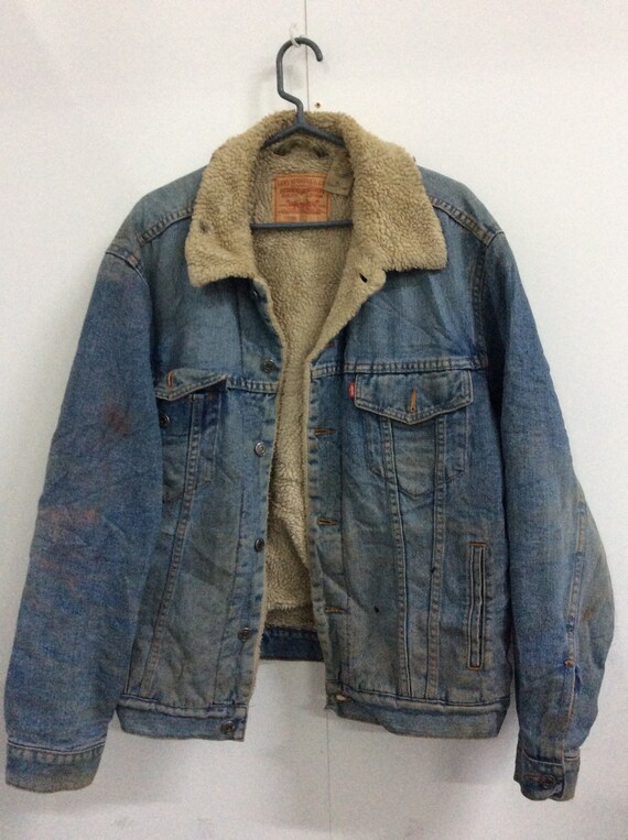 Vintage Levi's Levis Levi sheepskin trucker 80s denim Etsy