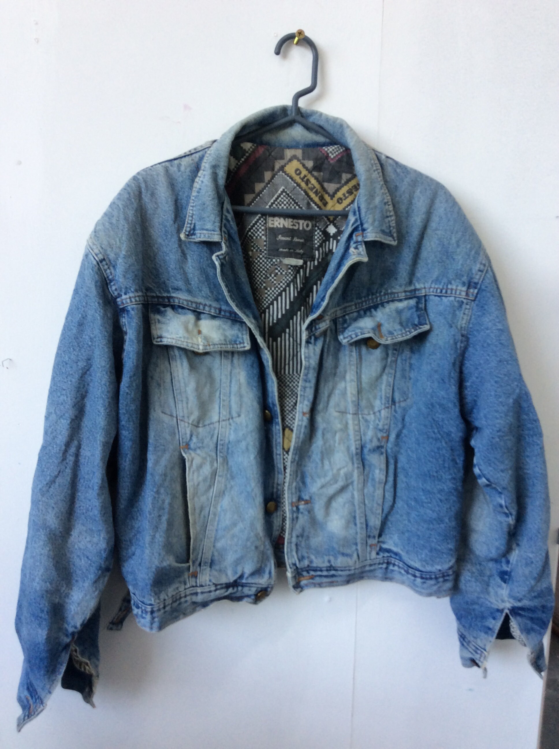 Vintage 80s Ernesto denim jeans jacket with inner lining | Etsy